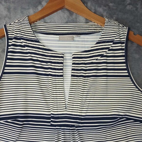 Ellie kai Women's 4 Navy White Striped Nautical Versatile Feminine‎ Stretchy Top - Picture 5 of 10